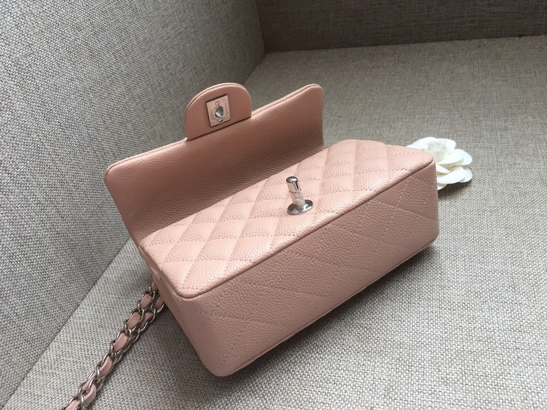 Small Classic Flap Caviar Bag A01116 Pink/Silver